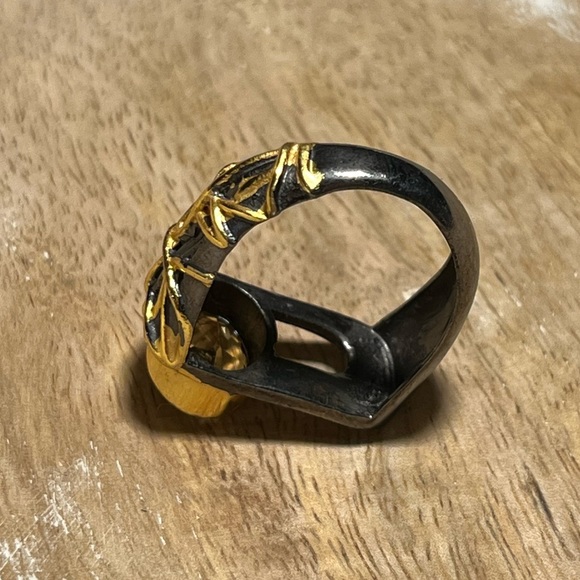 NWOT Black Rhodium 925 Sterling Silver Citrine Crystal Statement Ring - Picture 14 of 16